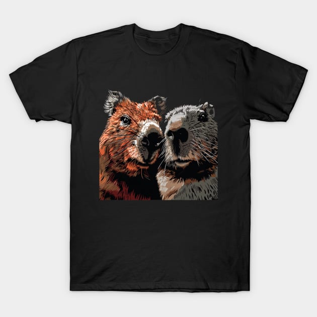 Wombat and Capybara Starring T-Shirt by Vlaa